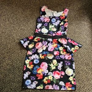 Black floral mini dress